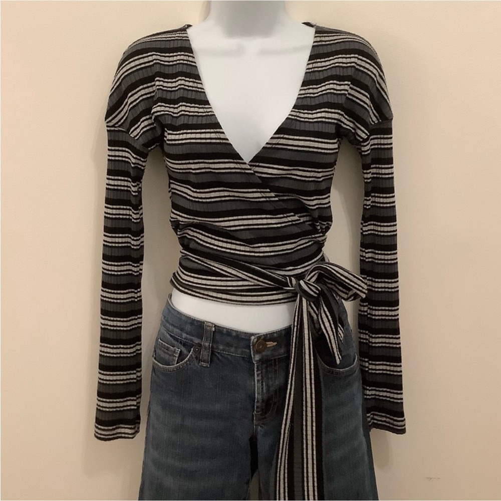 Free People striped wrap top❤️❤️❤️❤️ - Picture 3 of 12
